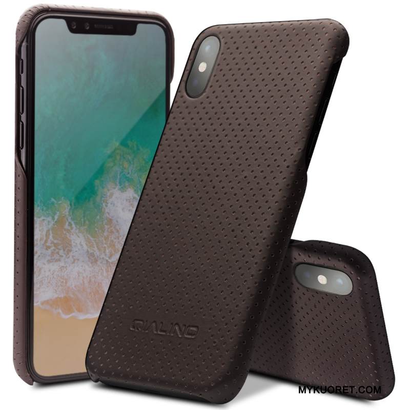 Kuori iPhone X Laukut Puhelimen Kuoret Musta, Kotelo iPhone X Nahka Murtumaton Ohut