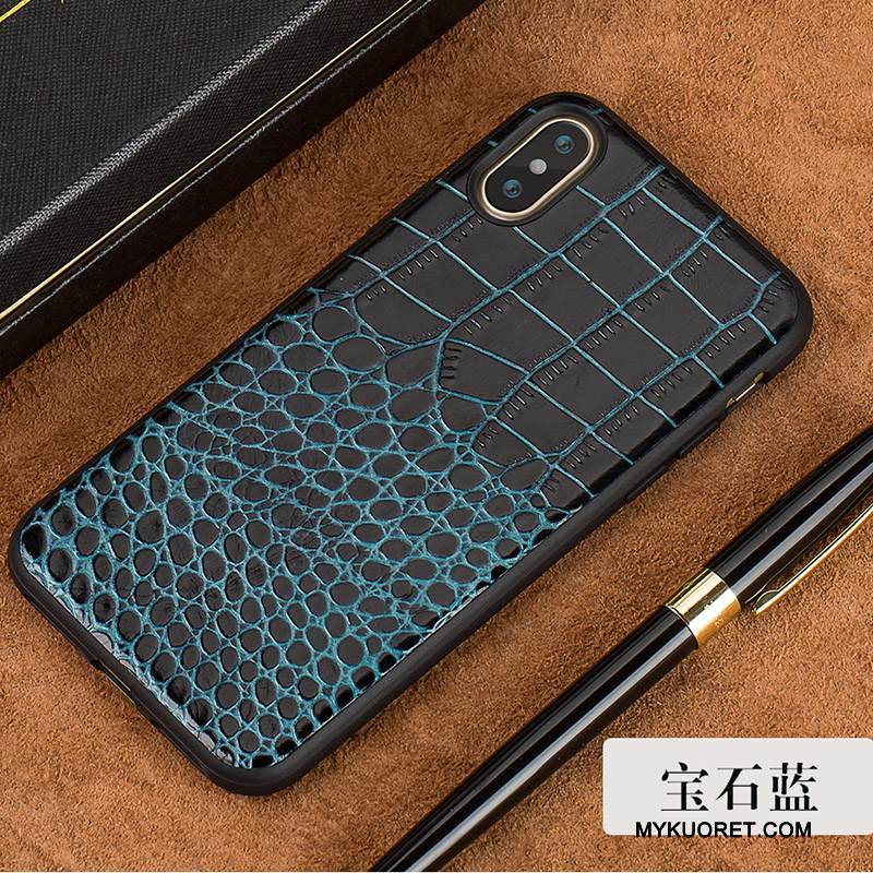 Kuori iPhone X Laukut Puhelimen Kuoret Tide-brändi, Kotelo iPhone X Nahka Murtumaton Musta