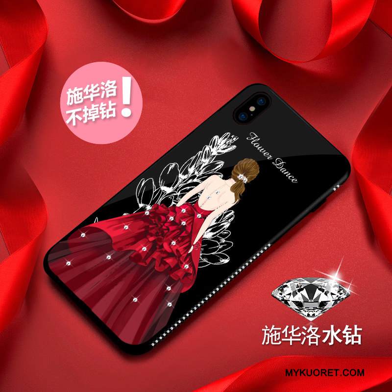 Kuori iPhone X Laukut Punainen Läpinäkyvä, Kotelo iPhone X Suojaus Uusi Tide-brändi