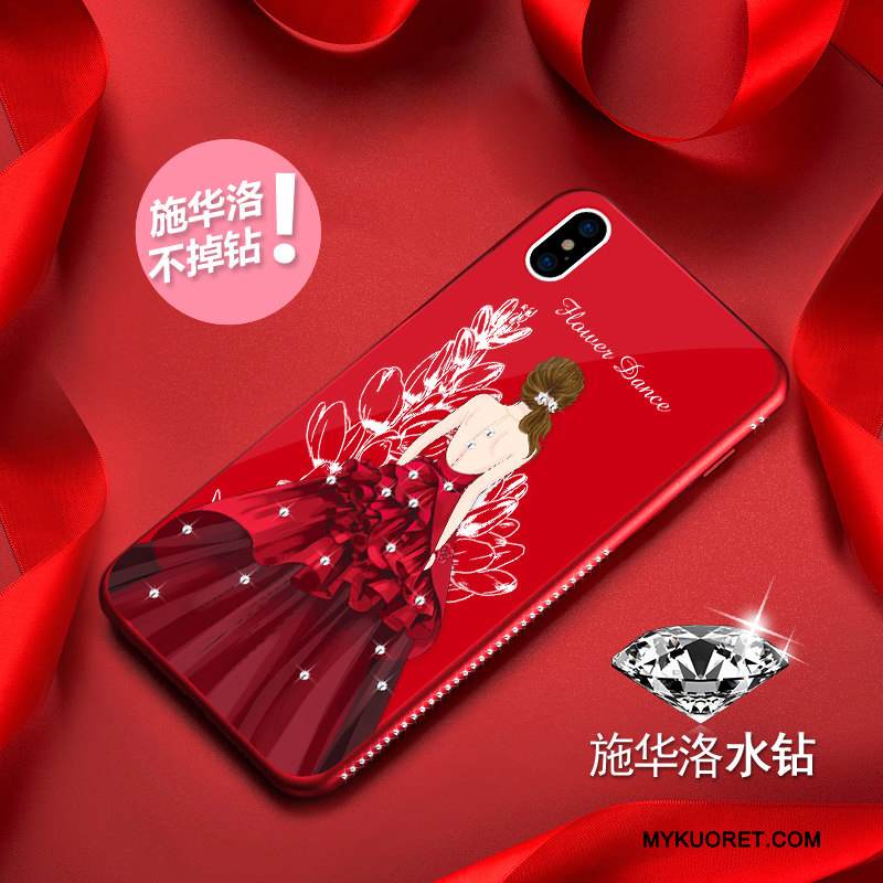 Kuori iPhone X Laukut Punainen Läpinäkyvä, Kotelo iPhone X Suojaus Uusi Tide-brändi