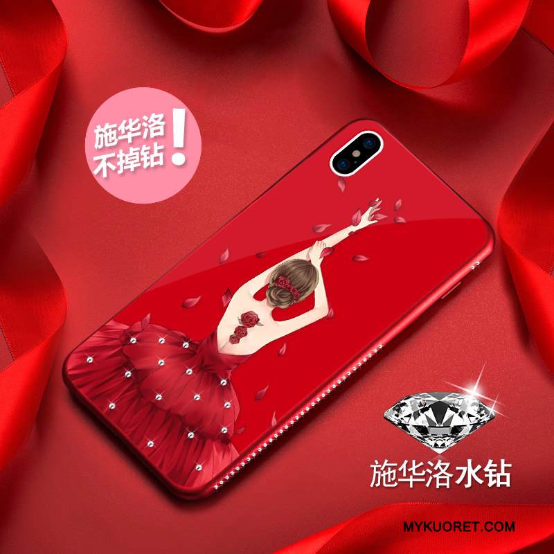 Kuori iPhone X Laukut Punainen Läpinäkyvä, Kotelo iPhone X Suojaus Uusi Tide-brändi