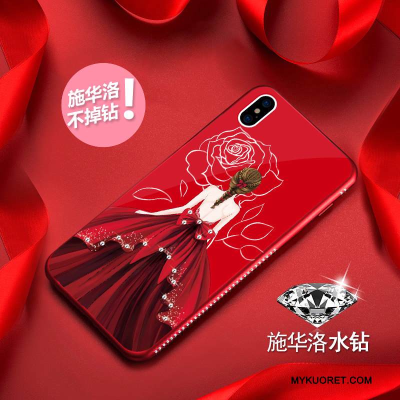 Kuori iPhone X Laukut Punainen Läpinäkyvä, Kotelo iPhone X Suojaus Uusi Tide-brändi