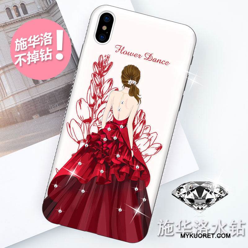 Kuori iPhone X Laukut Punainen Läpinäkyvä, Kotelo iPhone X Suojaus Uusi Tide-brändi