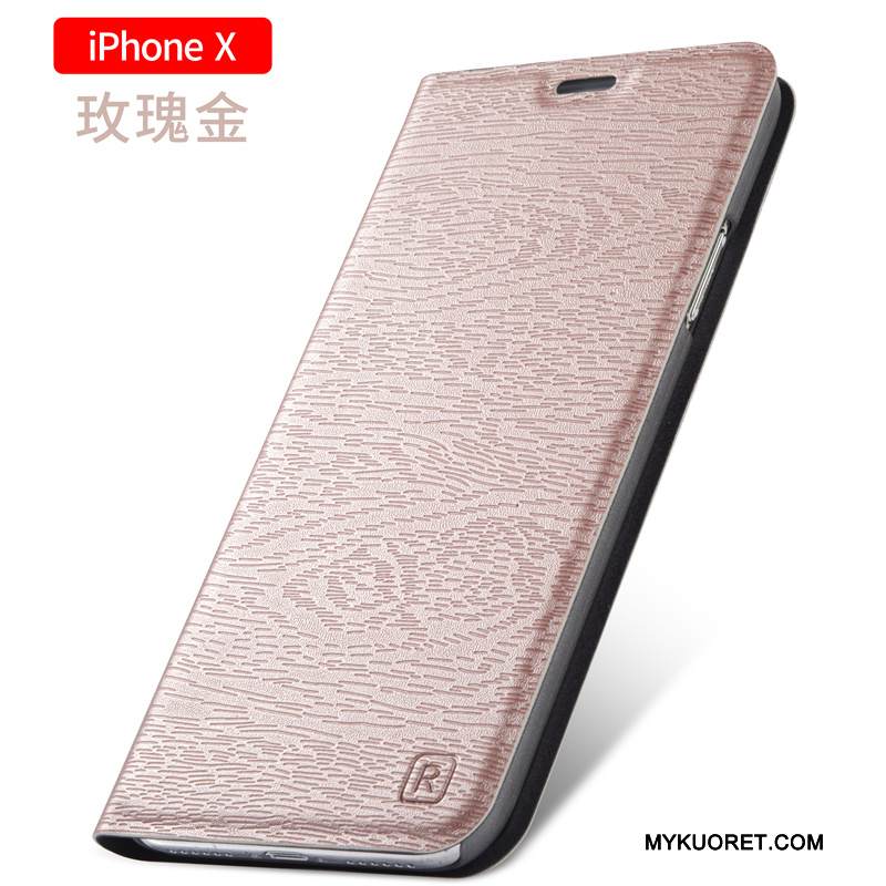 Kuori iPhone X Laukut Uusi Murtumaton, Kotelo iPhone X Nahka Kulta Puhelimen Kuoret