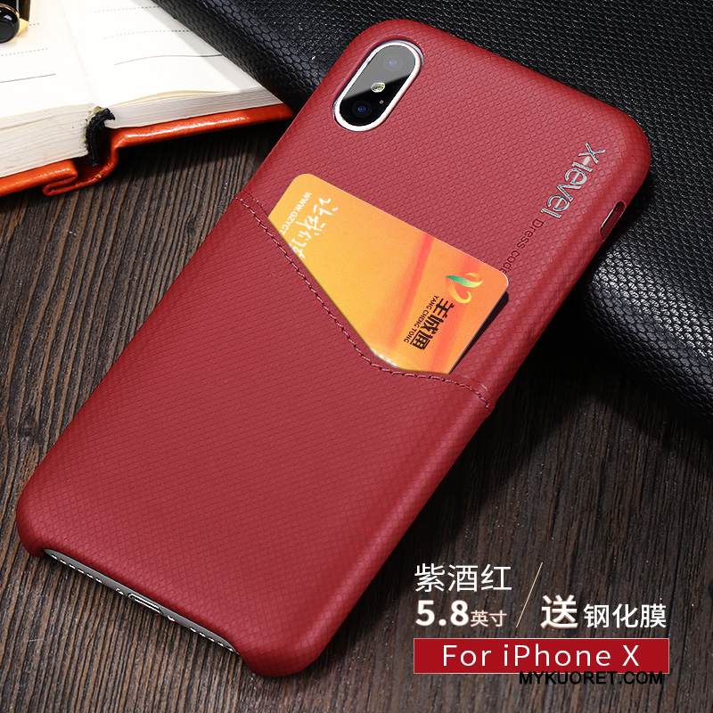 Kuori iPhone X Luova Ohut Kortti, Kotelo iPhone X Nahka Musta Puhelimen Kuoret