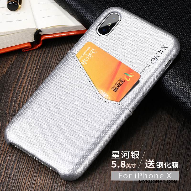 Kuori iPhone X Luova Ohut Kortti, Kotelo iPhone X Nahka Musta Puhelimen Kuoret