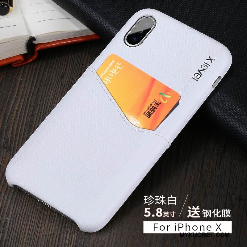 Kuori iPhone X Luova Ohut Kortti, Kotelo iPhone X Nahka Musta Puhelimen Kuoret