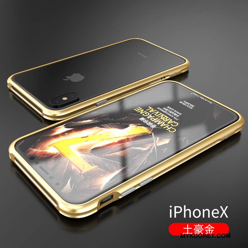 Kuori iPhone X Metalli Ohut Kehys, Kotelo iPhone X Tide-brändi Sininen