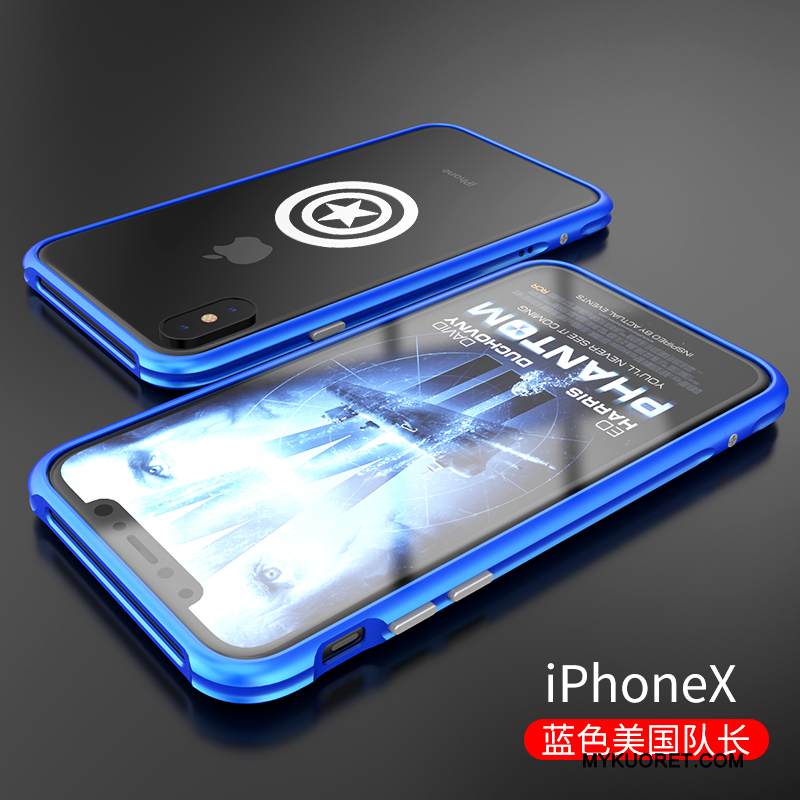 Kuori iPhone X Metalli Ohut Kehys, Kotelo iPhone X Tide-brändi Sininen