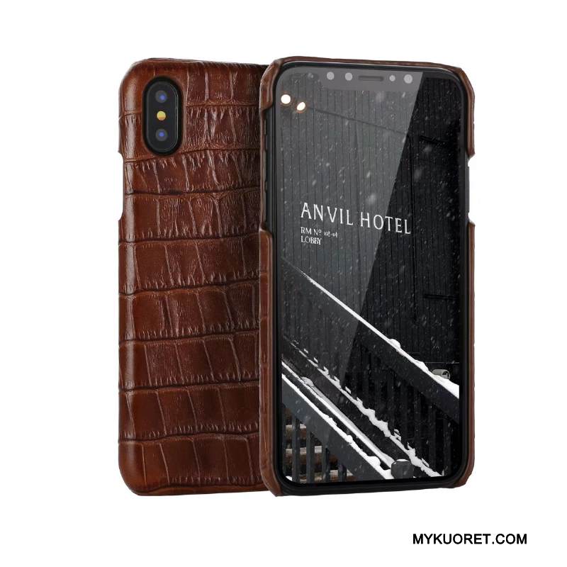 Kuori iPhone X Nahka Liiketoiminta Murtumaton, Kotelo iPhone X Suojaus Punainen Puhelimen Kuoret