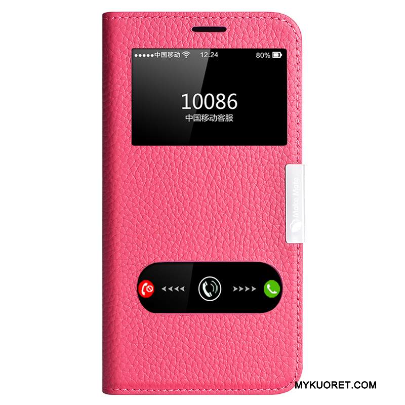 Kuori iPhone X Nahka Liiketoiminta Punainen, Kotelo iPhone X Suojaus Murtumaton Avaa Ikkuna