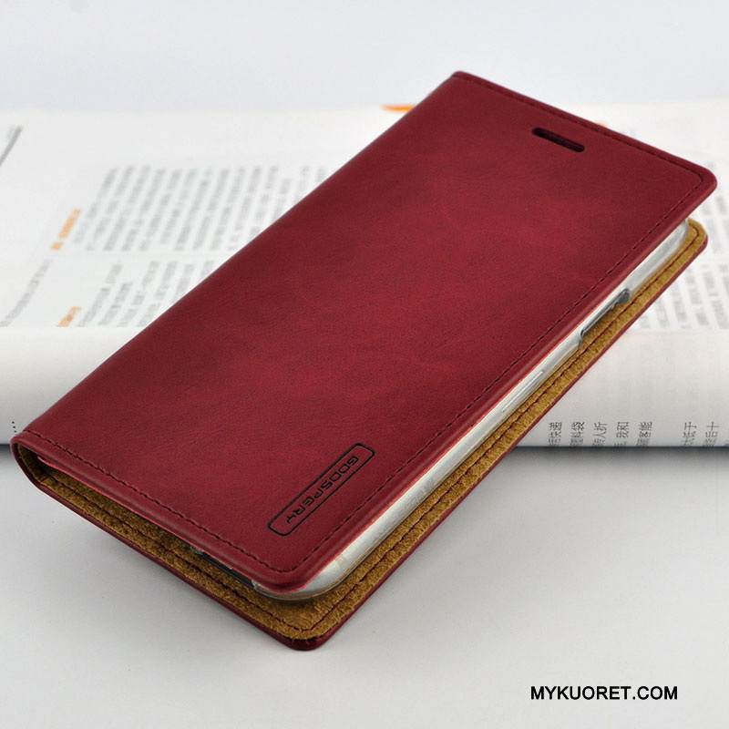 Kuori iPhone X Nahka Murtumaton Punainen, Kotelo iPhone X Laukut Puhelimen Kuoret Uusi