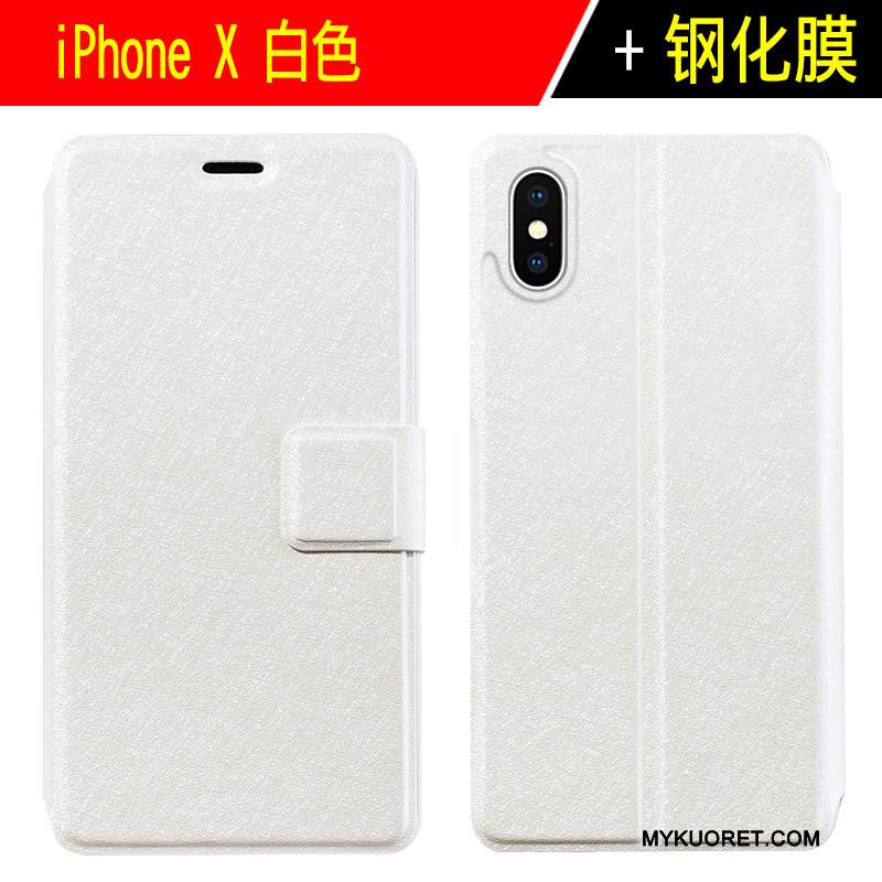 Kuori iPhone X Nahka Murtumaton Uusi, Kotelo iPhone X Laukut Pinkki Kalvo