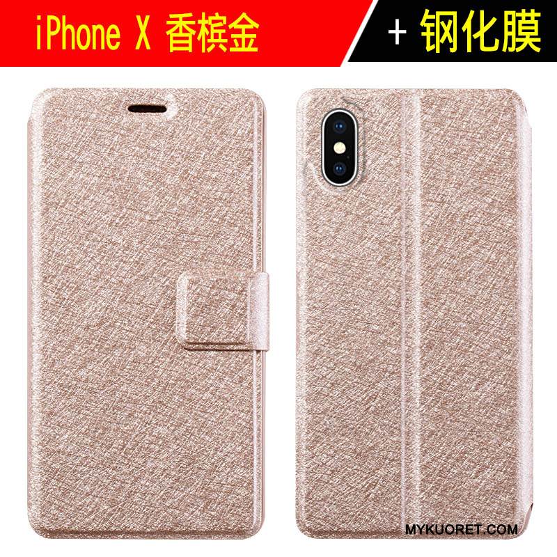 Kuori iPhone X Nahka Murtumaton Uusi, Kotelo iPhone X Laukut Pinkki Kalvo