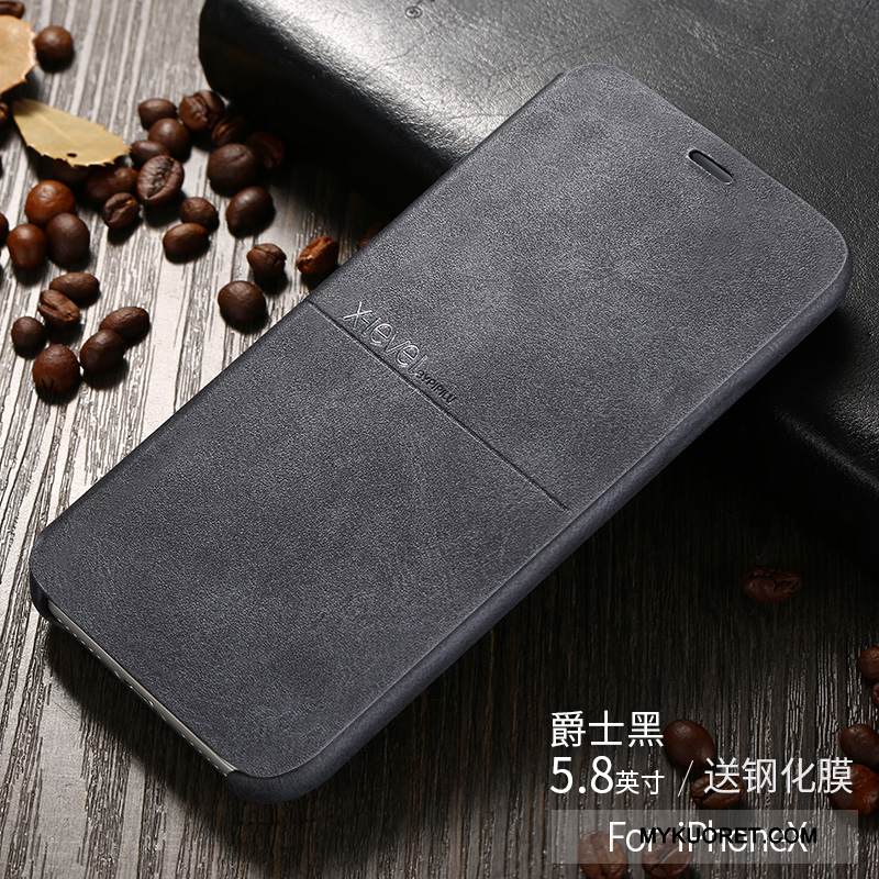 Kuori iPhone X Nahka Puhelimen Kuoret Murtumaton, Kotelo iPhone X Suojaus Ultra Punainen