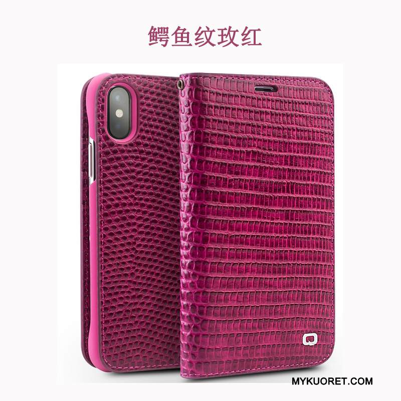 Kuori iPhone X Nahka Punainen Puhelimen Kuoret, Kotelo iPhone X Kuoret Murtumaton