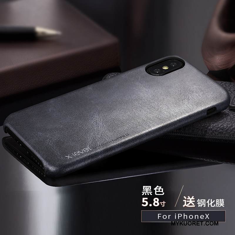 Kuori iPhone X Nahka Punainen Ultra, Kotelo iPhone X Luova Kortti Ohut