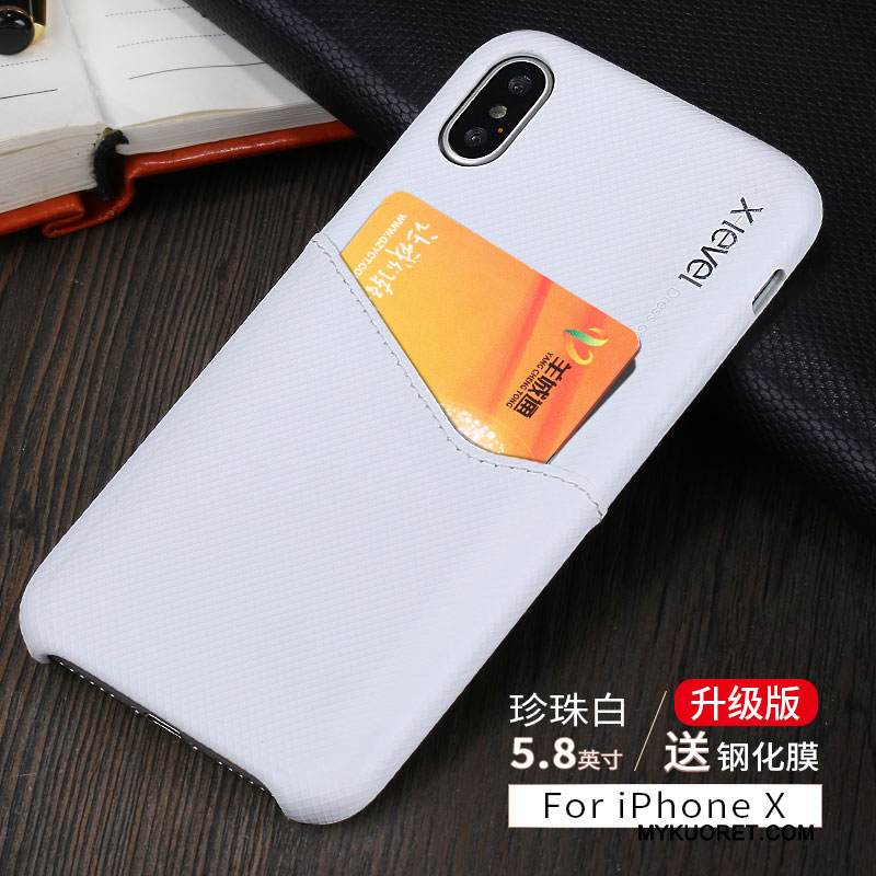 Kuori iPhone X Nahka Punainen Ultra, Kotelo iPhone X Luova Kortti Ohut