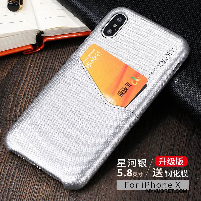 Kuori iPhone X Nahka Punainen Ultra, Kotelo iPhone X Luova Kortti Ohut