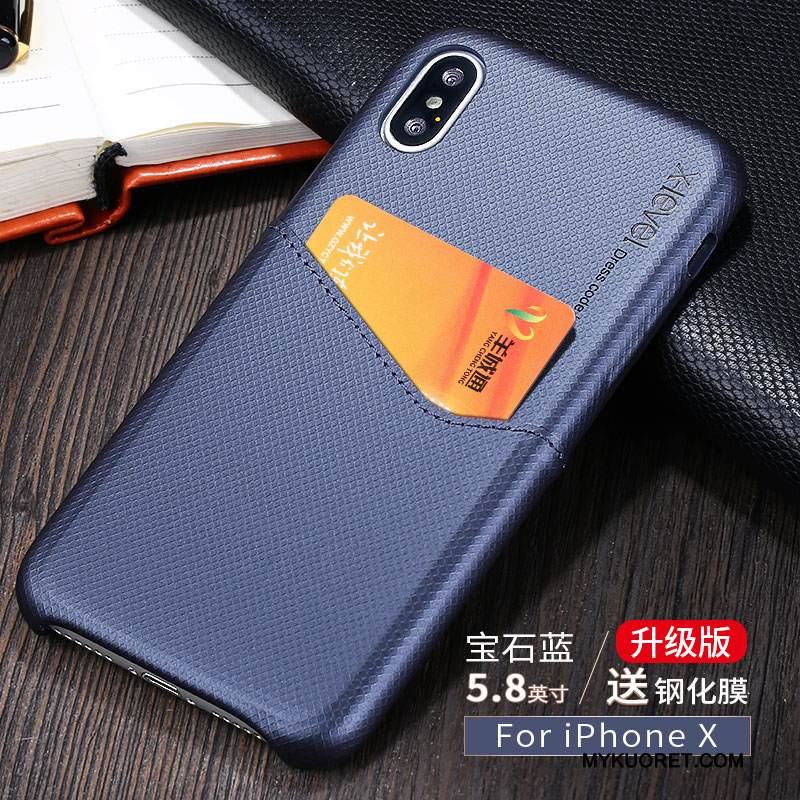 Kuori iPhone X Nahka Punainen Ultra, Kotelo iPhone X Luova Kortti Ohut