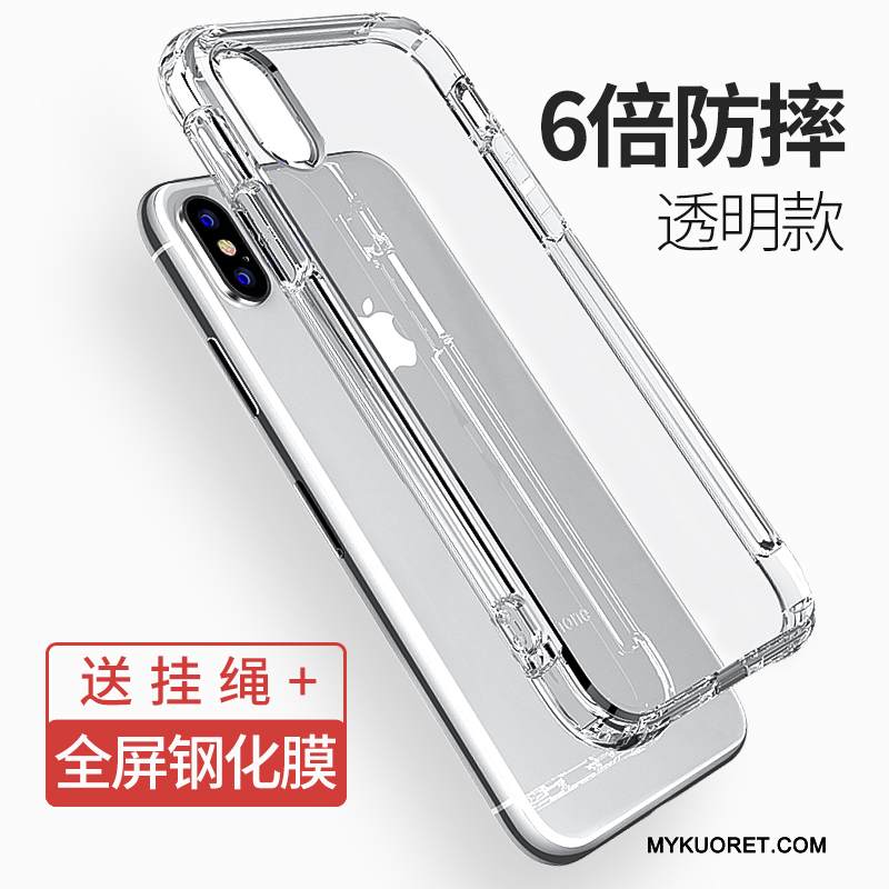 Kuori iPhone X Pehmeä Neste Lasi Musta, Kotelo iPhone X Silikoni Tide-brändi Puhelimen Kuoret