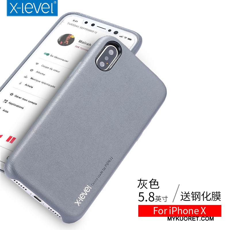 Kuori iPhone X Pehmeä Neste Murtumaton Persoonallisuus, Kotelo iPhone X Suojaus Pesty Suede Musta