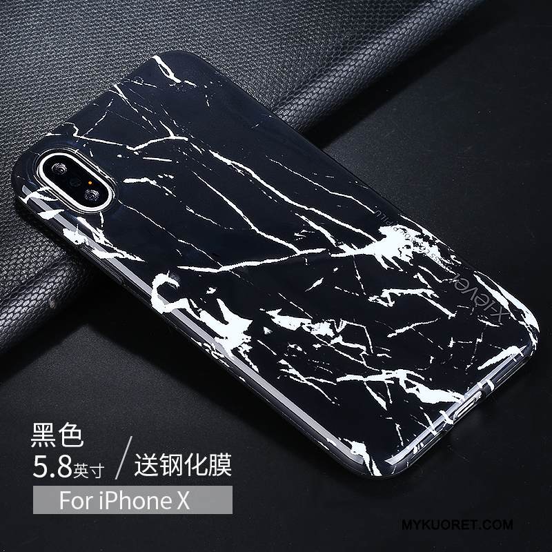 Kuori iPhone X Pehmeä Neste Puhelimen Kuoret Persoonallisuus, Kotelo iPhone X Suojaus Musta Murtumaton