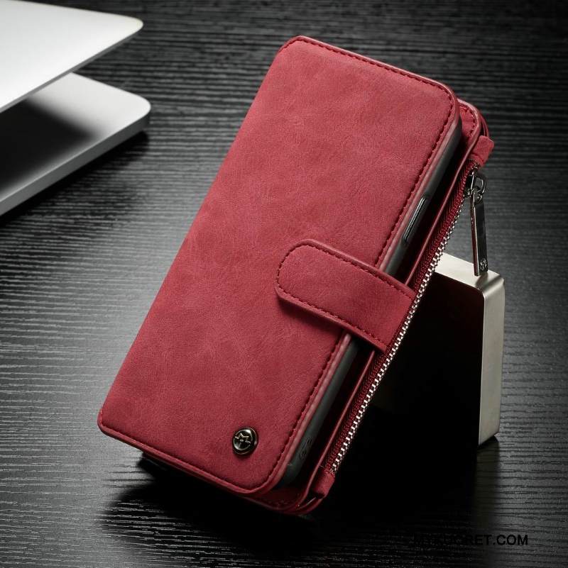 Kuori iPhone X Salkku Liiketoiminta Vetoketju, Kotelo iPhone X Nahka Kortti Uusi