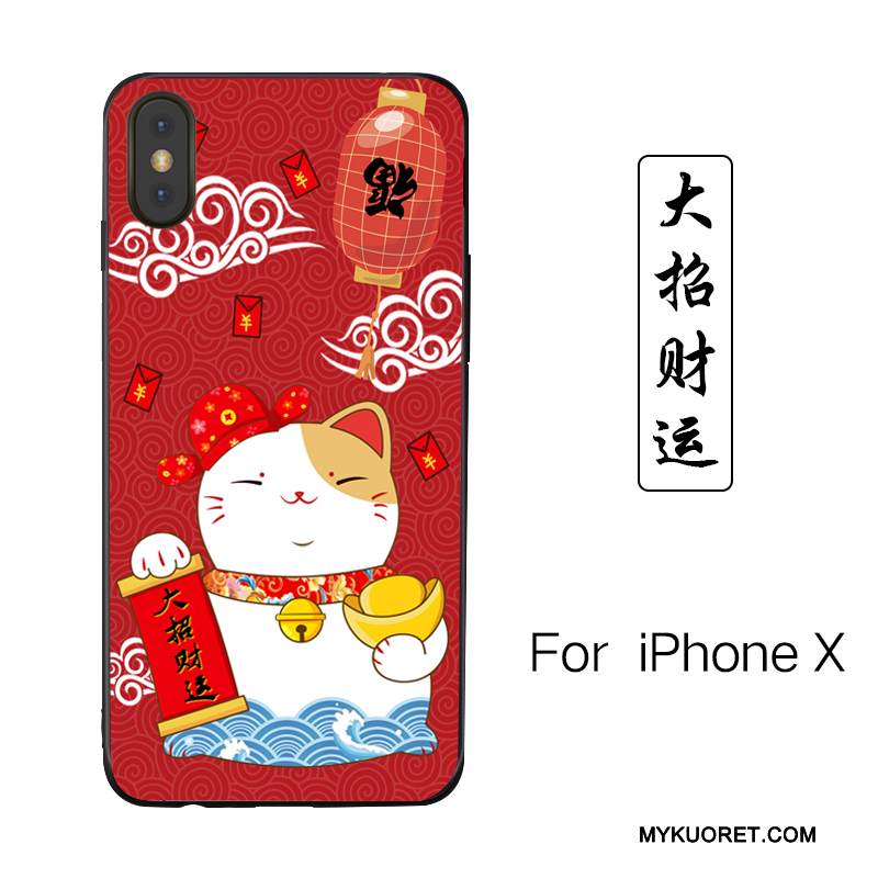 Kuori iPhone X Sarjakuva Murtumaton Kissa, Kotelo iPhone X Maalaus Uusi Jauhe