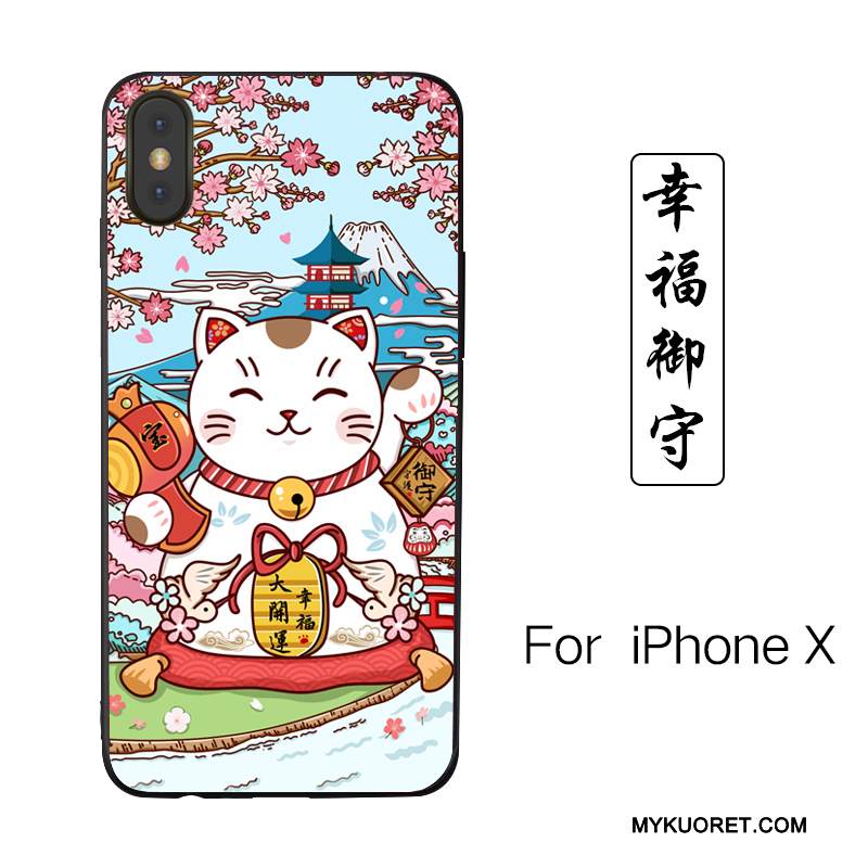 Kuori iPhone X Sarjakuva Murtumaton Kissa, Kotelo iPhone X Maalaus Uusi Jauhe