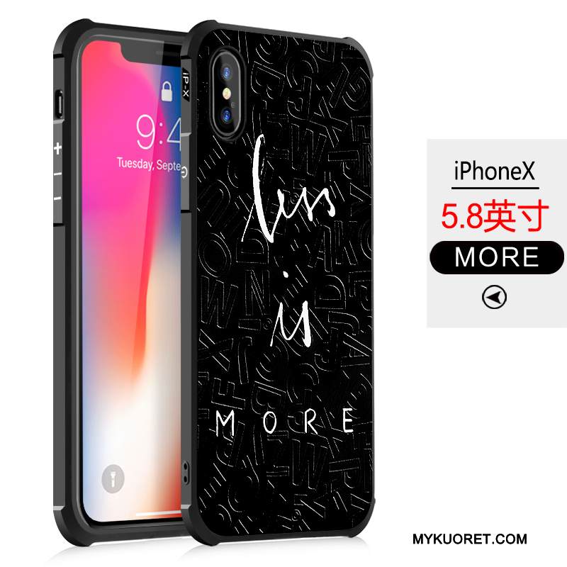 Kuori iPhone X Sarjakuva Puhelimen Kuoret Musta, Kotelo iPhone X Maalaus Murtumaton