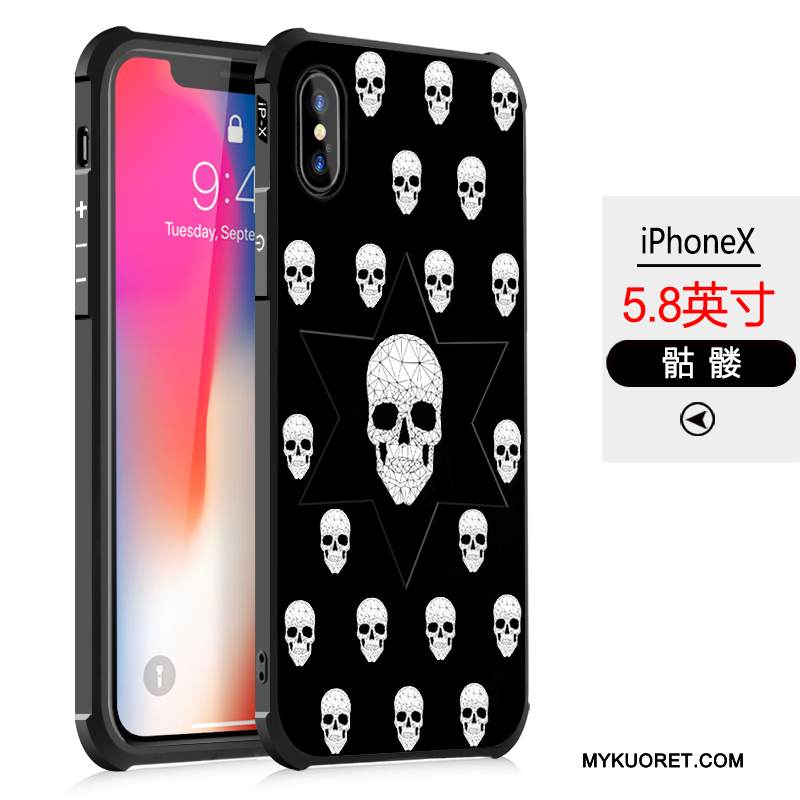 Kuori iPhone X Sarjakuva Puhelimen Kuoret Musta, Kotelo iPhone X Maalaus Murtumaton