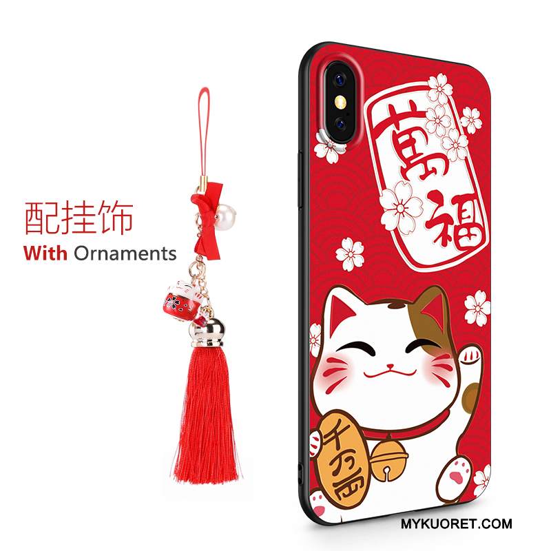 Kuori iPhone X Sarjakuva Punainen Puhelimen Kuoret, Kotelo iPhone X Silikoni Murtumaton Rengas