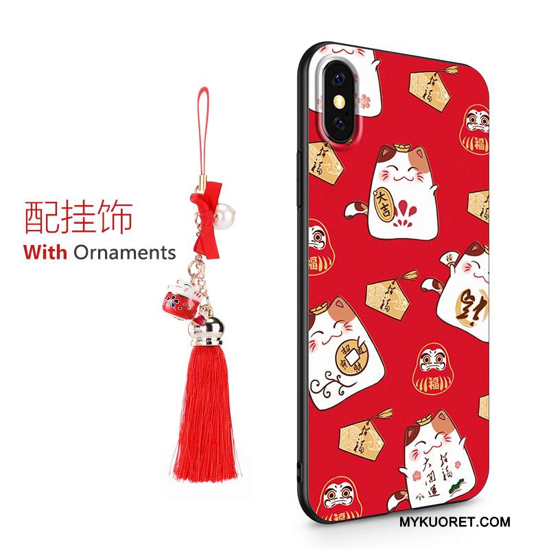 Kuori iPhone X Sarjakuva Punainen Puhelimen Kuoret, Kotelo iPhone X Silikoni Murtumaton Rengas