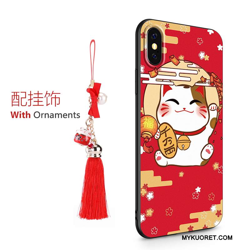 Kuori iPhone X Sarjakuva Punainen Puhelimen Kuoret, Kotelo iPhone X Silikoni Murtumaton Rengas