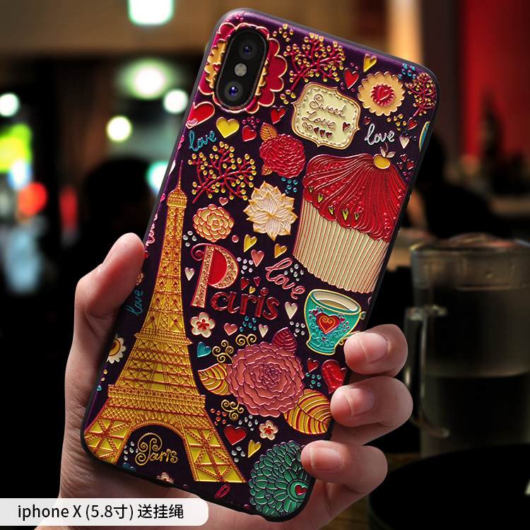 Kuori iPhone X Silikoni Murtumaton Persoonallisuus, Kotelo iPhone X Pehmeä Neste Sininen Puhelimen Kuoret