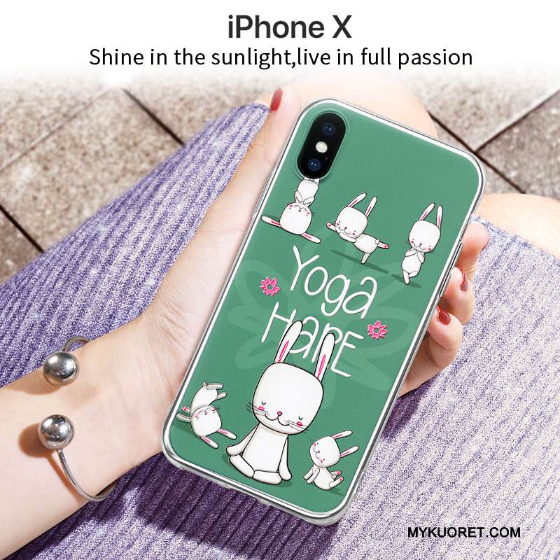 Kuori iPhone X Silikoni Vihreä Puhelimen Kuoret, Kotelo iPhone X Laukut Ihana Murtumaton