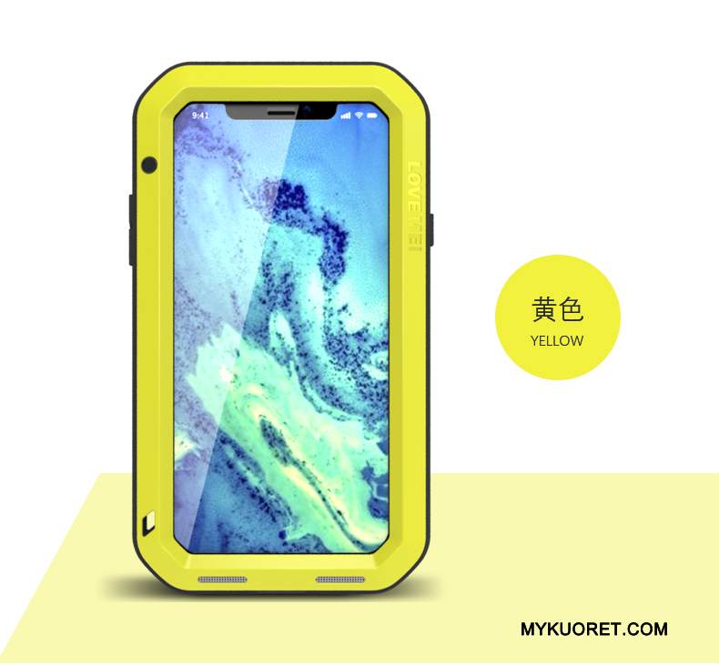 Kuori iPhone X Suojaus Dekompressointi Murtumaton, Kotelo iPhone X Metalli Keltainen Puhelimen Kuoret