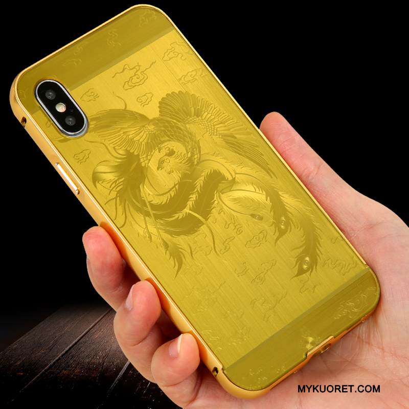 Kuori iPhone X Suojaus Persoonallisuus Trendi, Kotelo iPhone X Luova Kulta Kehys