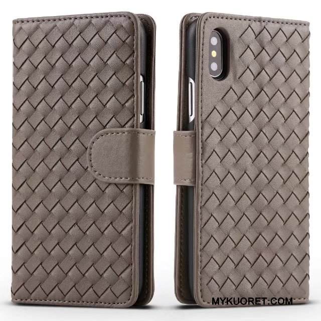 Kuori iPhone X Suojaus Sininen Kudonta, Kotelo iPhone X Tuki Puhelimen Kuoret Murtumaton