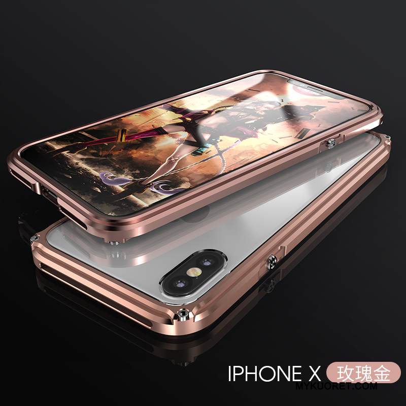 Kuori iPhone X Suojaus Uusi Läpinäkyvä, Kotelo iPhone X Laukut Kehys Kulta