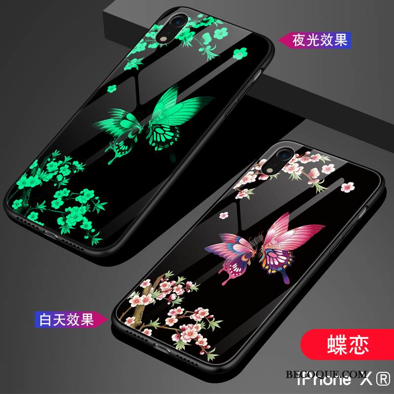 Kuori iPhone Xr Laukut Lasi Net Red, Kotelo iPhone Xr Silikoni Sininen Murtumaton