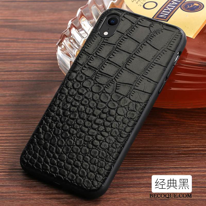 Kuori iPhone Xr Laukut Murtumaton Persoonallisuus, Kotelo iPhone Xr Nahka Muokata Musta