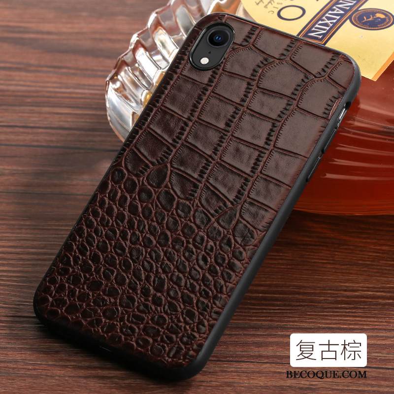 Kuori iPhone Xr Laukut Murtumaton Persoonallisuus, Kotelo iPhone Xr Nahka Muokata Musta