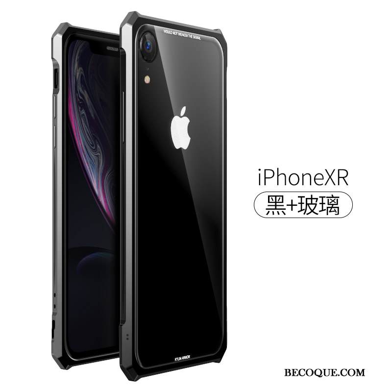 Kuori iPhone Xr Metalli Kehys Trendi, Kotelo iPhone Xr Suojaus Uusi Läpinäkyvä