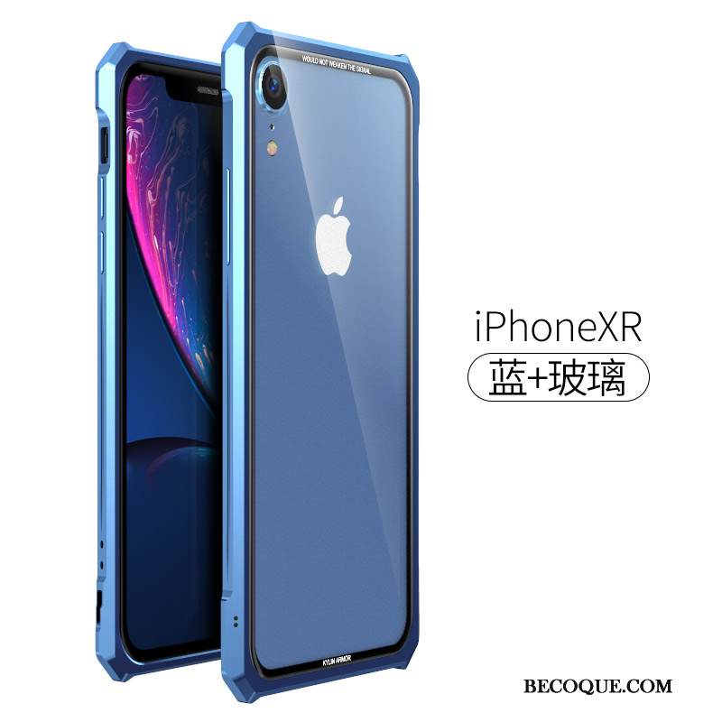Kuori iPhone Xr Metalli Kehys Trendi, Kotelo iPhone Xr Suojaus Uusi Läpinäkyvä