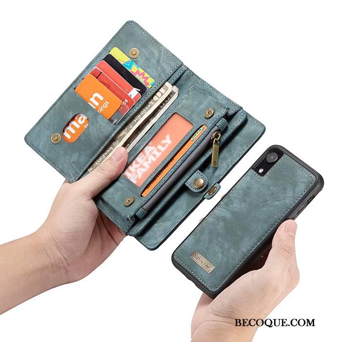 Kuori iPhone Xr Nahka Puhelimen Kuoret Kortti, Kotelo iPhone Xr Laukut Musta