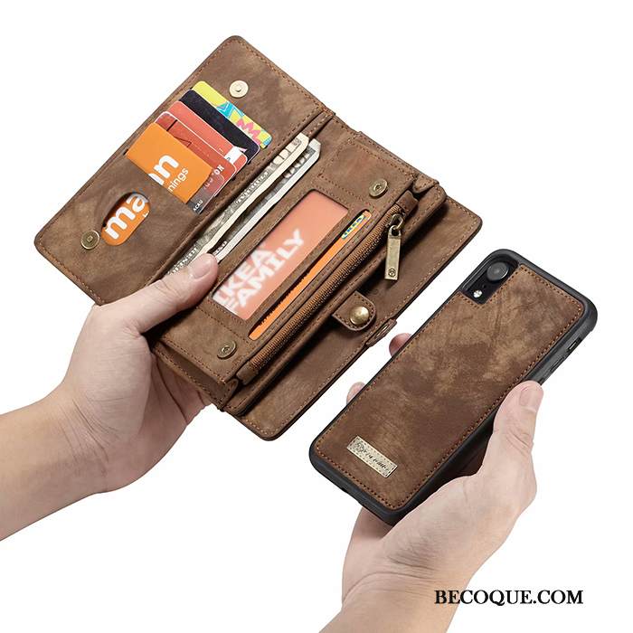 Kuori iPhone Xr Nahka Puhelimen Kuoret Kortti, Kotelo iPhone Xr Laukut Musta