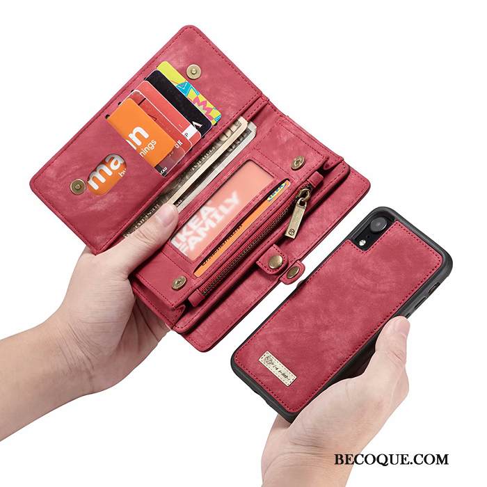 Kuori iPhone Xr Nahka Puhelimen Kuoret Kortti, Kotelo iPhone Xr Laukut Musta