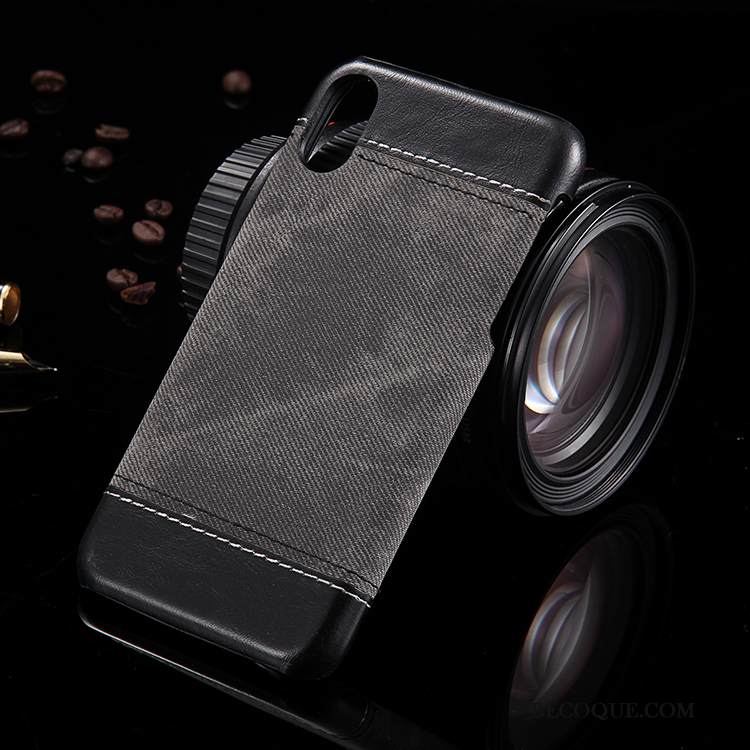 Kuori iPhone Xr Nahka Puhelimen Kuoret Musta, Kotelo iPhone Xr Suojaus Yksinkertainen Liiketoiminta